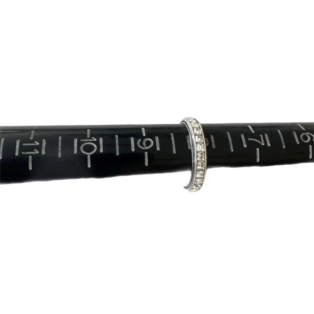 Brighton Eternal Stack Ring Size 5 White Crystals.  Stackable Ring.Silver Plate - Picture 7 of 7